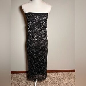 Elegant Venus Y2K Black Lace Strapless‎ Dress